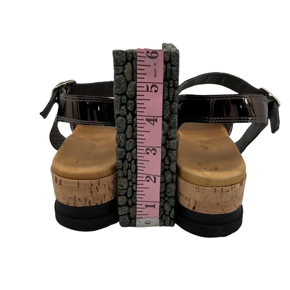 Piampiani Gun Metal And Black Leather Cork Platform Sandals Size 38 Women’s - Picture 8 of 10